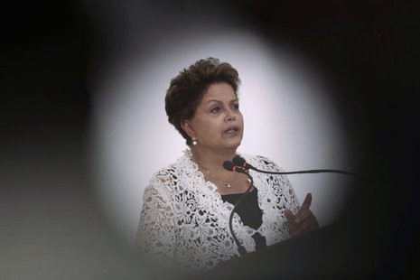 Brazil's President Dilma Rousseff speaks during a ceremony to sign concession contracts for duplication of highways in several Brazilian sta Brazil's President Dilma Rousseff speaks during a ceremony to sign concession contracts for duplication of highways in several Brazilian sta