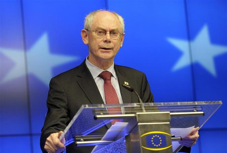 European Council President Herman Van Rompuy holds a news conference at a European Union leaders summit in Brussels March 21, 2014. REUTERS/ European Council President Herman Van Rompuy holds a news conference at a European Union leaders summit in Brussels March 21, 2014. REUTERS/