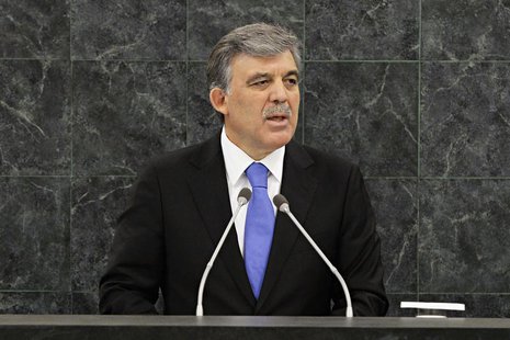 Turkish President Abdullah Gul addresses the 68th United Nations General Assembly in New York, September 24, 2013. REUTERS/Andrew Burton/Poo Turkish President Abdullah Gul addresses the 68th United Nations General Assembly in New York, September 24, 2013. REUTERS/Andrew Burton/Poo
