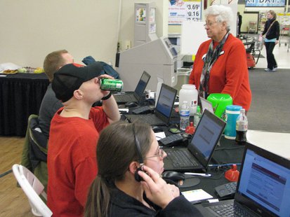 Calls coming in and people stopping by at 2014 WDEZ Country Cares for St. Jude's, Wausau, WI
Calls coming in and people stopping by at 2014 WDEZ Country Cares for St. Jude's, Wausau, WI