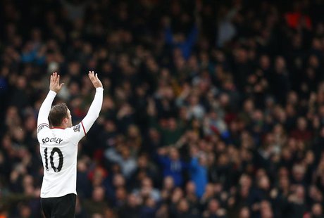 Manchester United's Wayne Rooney celebrates after scoring a goal against West Ham United during their English Premier League soccer match at Manchester United's Wayne Rooney celebrates after scoring a goal against West Ham United during their English Premier League soccer match at