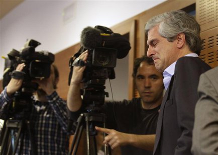 Adolfo Suarez Illana, son of Spain's first post Franco-era Prime Minister Adolfo Suarez, cries after announcing the imminent death of his fa Adolfo Suarez Illana, son of Spain's first post Franco-era Prime Minister Adolfo Suarez, cries after announcing the imminent death of his fa