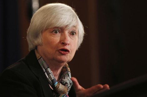Federal Reserve Chair Janet Yellen answers a question at a news conference following the March 2014 Federal Open Market Committee meeting, w Federal Reserve Chair Janet Yellen answers a question at a news conference following the March 2014 Federal Open Market Committee meeting, w