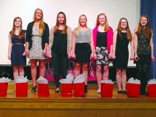 Seniors honored at the Coldwater High School gymnastics team awards banquet on March 23, 2014 Seniors honored at the Coldwater High School gymnastics team awards banquet on March 23, 2014