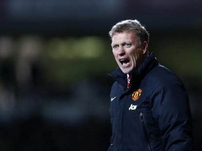 Manchester United manager David Moyes reacts during their English Premier League soccer match against West Ham United at the Boleyn Ground i Manchester United manager David Moyes reacts during their English Premier League soccer match against West Ham United at the Boleyn Ground i