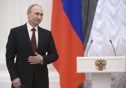 Russian President Vladimir Putin takes part in a state awards ceremony in Moscow's Kremlin March 24, 2014. REUTERS/Alexei Nikolskiy/RIA Novo Russian President Vladimir Putin takes part in a state awards ceremony in Moscow's Kremlin March 24, 2014. REUTERS/Alexei Nikolskiy/RIA Novo