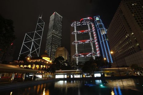 Hong Kong's central financial district's (L-R) Bank of China Tower, Cheung Kong Centre, HSBC headquarters, Standard Chartered Bank and Legis Hong Kong's central financial district's (L-R) Bank of China Tower, Cheung Kong Centre, HSBC headquarters, Standard Chartered Bank and Legis