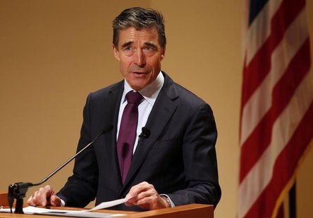 NATO Secretary General Anders Fogh Rasmussen speaks after receiving the Hillary Rodham Clinton Award for Advancing Women in Peace and Securi NATO Secretary General Anders Fogh Rasmussen speaks after receiving the Hillary Rodham Clinton Award for Advancing Women in Peace and Securi