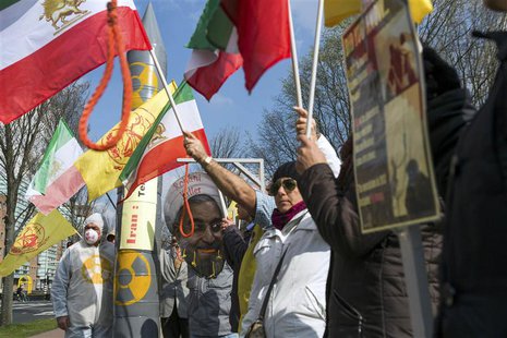 People protest against executions and human rights violations in Iran on a square near the Nuclear Security Summit in The Hague March 25, 20 People protest against executions and human rights violations in Iran on a square near the Nuclear Security Summit in The Hague March 25, 20