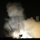 The Soyuz TMA-12M spacecraft carrying the International Space Station (ISS) crew of U.S. astronaut Steven Swanson, Russian cosmonauts Alexan The Soyuz TMA-12M spacecraft carrying the International Space Station (ISS) crew of U.S. astronaut Steven Swanson, Russian cosmonauts Alexan