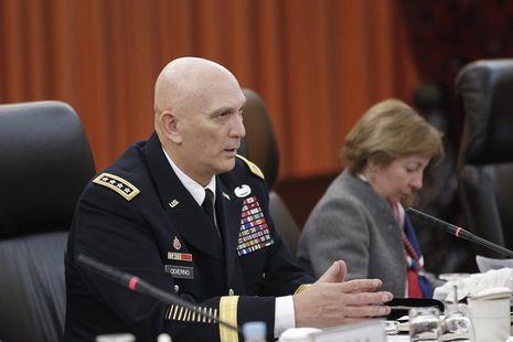 U.S. Army Chief of Staff General Ray Odierno (L) speaks during a meeting with Fang Fenghui (not pictured), Chief of General Staff of the Peo U.S. Army Chief of Staff General Ray Odierno (L) speaks during a meeting with Fang Fenghui (not pictured), Chief of General Staff of the Peo