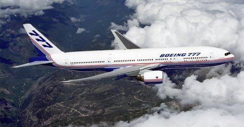 A Boeing 777. A Boeing 777.