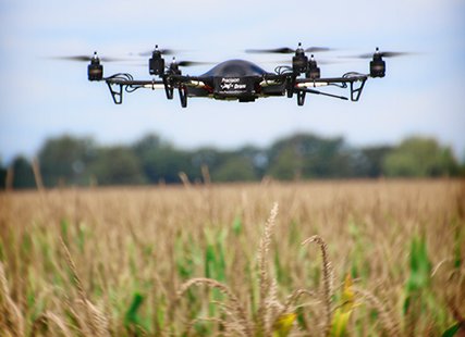 Drone made by Precision Drones of Indiana over a corn field Drone made by Precision Drones of Indiana over a corn field