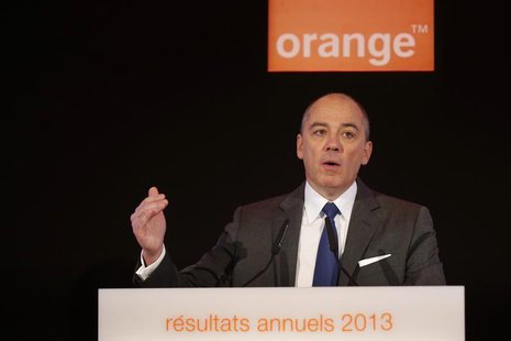 French telecom operator Orange Chief Executive Stephane Richard attends the company's 2013 annual results presentation in Paris March 6, 201 French telecom operator Orange Chief Executive Stephane Richard attends the company's 2013 annual results presentation in Paris March 6, 201