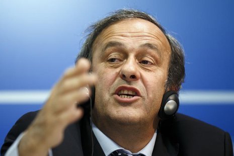 UEFA President Michel Platini attends a news conference after the first UEFA Executive Committee reunion of the year, at the UEFA headquarte UEFA President Michel Platini attends a news conference after the first UEFA Executive Committee reunion of the year, at the UEFA headquarte