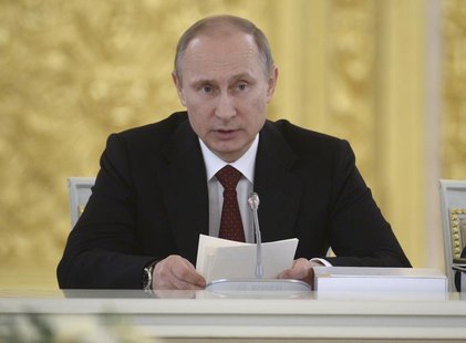 Russian President Vladimir Putin speaks during a government meeting in Moscow's Kremlin March 24, 2014. REUTERS/Alexei Nikolskiy/RIA Novosti Russian President Vladimir Putin speaks during a government meeting in Moscow's Kremlin March 24, 2014. REUTERS/Alexei Nikolskiy/RIA Novosti