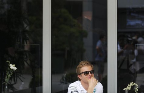 Mercedes Formula One driver Nico Rosberg of Germany sits at the hospitality hut ahead of the Malaysian F1 Grand Prix at Sepang International Mercedes Formula One driver Nico Rosberg of Germany sits at the hospitality hut ahead of the Malaysian F1 Grand Prix at Sepang International