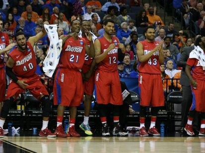 Dayton Flyers players celebrate on the bench as their entry into the Elite Eight gets finalized. Nelson Chenault-USA TODAY Sports / Reuters Dayton Flyers players celebrate on the bench as their entry into the Elite Eight gets finalized. Nelson Chenault-USA TODAY Sports / Reuters