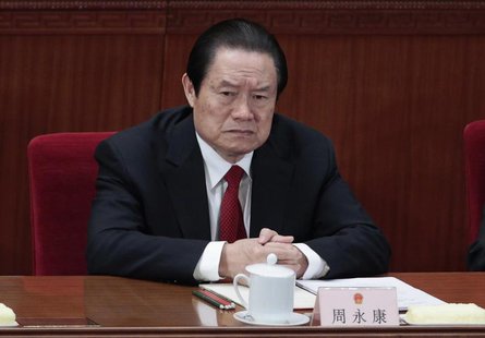 Former China's Politburo Standing Committee Member Zhou Yongkang attends the closing ceremony of the National People's Congress (NPC) at the Former China's Politburo Standing Committee Member Zhou Yongkang attends the closing ceremony of the National People's Congress (NPC) at the