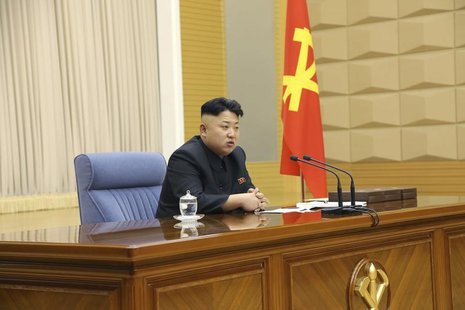 North Korea leader Kim Jong Un presides over a meeting of the Central Military Commission of the Workers' Party of Korea in this undated pho North Korea leader Kim Jong Un presides over a meeting of the Central Military Commission of the Workers' Party of Korea in this undated pho
