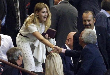 Barbara Berlusconi, daughter of former Italian Prime Minister Silvio Berlusconi, arrives in the tribune before the Champions League Group H Barbara Berlusconi, daughter of former Italian Prime Minister Silvio Berlusconi, arrives in the tribune before the Champions League Group H
