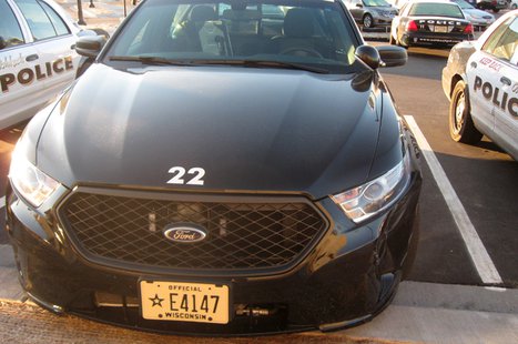 An Oshkosh police car that was damaged during an incident with a driver who was arrested for OWI, April 2, 2014. (Photo from: Oshkosh Police Department.) An Oshkosh police car that was damaged during an incident with a driver who was arrested for OWI, April 2, 2014. (Photo from: Oshkosh Police Department.)