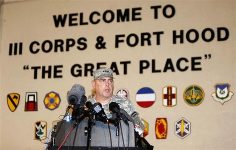 Lt. Gen. Mark Milley addresses the media during a news conference at the entrance to Fort Hood Army Post in Texas April 2, 2014. REUTERS/Eri Lt. Gen. Mark Milley addresses the media during a news conference at the entrance to Fort Hood Army Post in Texas April 2, 2014. REUTERS/Eri