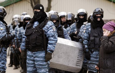 The Ukranian riot police unit "Berkut" stand by during rallies by anti and pro-Yanukovich supporters in the eastern city of Donetsk, Februar The Ukranian riot police unit "Berkut" stand by during rallies by anti and pro-Yanukovich supporters in the eastern city of Donetsk, Februar