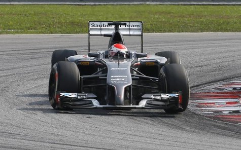Sauber Formula One driver Adrian Sutil of Germany takes a corner during the Malaysian F1 Grand Prix at Sepang International Circuit outside Sauber Formula One driver Adrian Sutil of Germany takes a corner during the Malaysian F1 Grand Prix at Sepang International Circuit outside