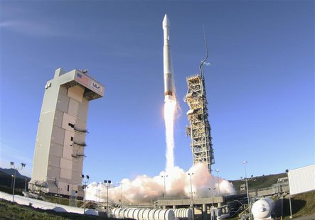 An Atlas 5 ULA (United Launch Alliance) rocket carrying a satellite for the Defense Meteorological Satellite Program is launched from Vanden An Atlas 5 ULA (United Launch Alliance) rocket carrying a satellite for the Defense Meteorological Satellite Program is launched from Vanden