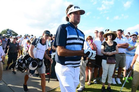 Mar 9, 2014; Miami, FL, USA; Bubba Watson walks to the 18th tee during the final round of the WGC - Cadillac Championship golf tournament at Mar 9, 2014; Miami, FL, USA; Bubba Watson walks to the 18th tee during the final round of the WGC - Cadillac Championship golf tournament at