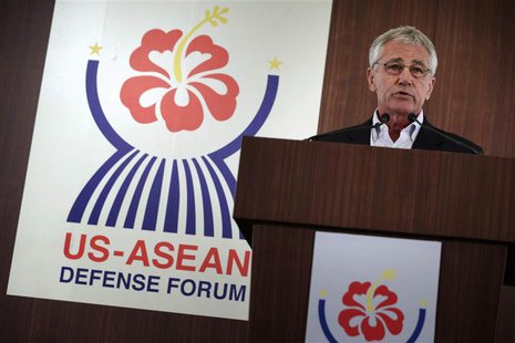 U.S. Secretary of Defense Chuck Hagel speaks during the closing news conference at a meeting of defense ministers from the Association of So U.S. Secretary of Defense Chuck Hagel speaks during the closing news conference at a meeting of defense ministers from the Association of So