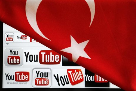 YouTube logos displayed on a laptop screen partially covered with Turkey's national flag in this photo illustration taken in Ankara March 27 YouTube logos displayed on a laptop screen partially covered with Turkey's national flag in this photo illustration taken in Ankara March 27