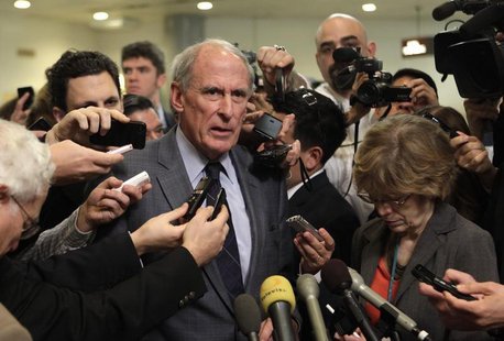 Senator Dan Coats (R-IN) talks to the media after former CIA Director David Petraeus testified at a Senate Intelligence Committee closed hea Senator Dan Coats (R-IN) talks to the media after former CIA Director David Petraeus testified at a Senate Intelligence Committee closed hea