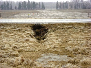 Washout on northbound I-69 in Branch County, Michigan after heavy rains April 3, 2014 (photo courtesy of Michigan Department of Transportation) Washout on northbound I-69 in Branch County, Michigan after heavy rains April 3, 2014 (photo courtesy of Michigan Department of Transportation)