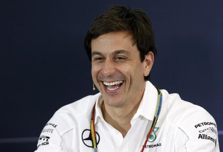 Mercedes Formula One Executive Director (Business) Toto Wolff smiles during a news conference after the second practice session of the Austr Mercedes Formula One Executive Director (Business) Toto Wolff smiles during a news conference after the second practice session of the Austr