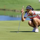 Apr 5, 2014; Rancho Mirage, CA, USA; Michelle Wie looks at the green on the fifth round in the third round of the Kraft Nabisco Championship Apr 5, 2014; Rancho Mirage, CA, USA; Michelle Wie looks at the green on the fifth round in the third round of the Kraft Nabisco Championship