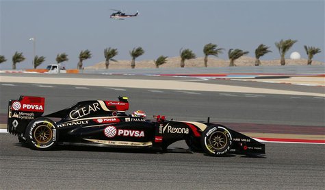 Lotus Formula One driver Pastor Maldonado of Venezuela drives during the third practice session of the Bahrain F1 Grand Prix at the Bahrain Lotus Formula One driver Pastor Maldonado of Venezuela drives during the third practice session of the Bahrain F1 Grand Prix at the Bahrain