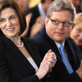 Victoria Kennedy (L) and Ted Kennedy Jr. attend the groundbreaking ceremony for The Edward M. Kennedy Institute for the U.S. Senate in Bosto Victoria Kennedy (L) and Ted Kennedy Jr. attend the groundbreaking ceremony for The Edward M. Kennedy Institute for the U.S. Senate in Bosto