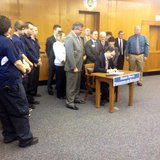Gov. Scott Walker signs heroin-related HOPE legislation package into law in Marinette, April 7, 2014. (Photo from: FOX 11). Gov. Scott Walker signs heroin-related HOPE legislation package into law in Marinette, April 7, 2014. (Photo from: FOX 11).