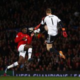 Bayern Munich's Manuel Neuer (R) is challenged by Manchester United's Danny Welbeck during their Champions League quarter-final first leg so Bayern Munich's Manuel Neuer (R) is challenged by Manchester United's Danny Welbeck during their Champions League quarter-final first leg so