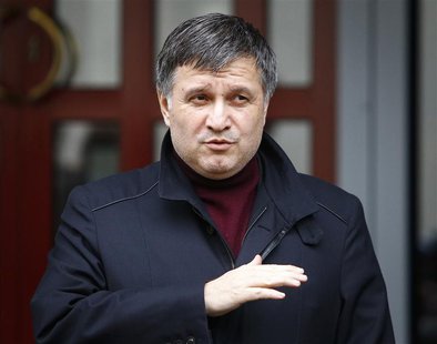 Ukraine's Interior Minister Arsen Avakov speaks during a news conference in front of the ministry office in Kiev, April 8, 2014. REUTERS/Sha Ukraine's Interior Minister Arsen Avakov speaks during a news conference in front of the ministry office in Kiev, April 8, 2014. REUTERS/Sha