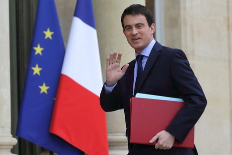 France's Prime Minister Manuels Valls arrives for the first cabinet meeting of the new government at the Elysee Palace in Paris, April 4, 20 France's Prime Minister Manuels Valls arrives for the first cabinet meeting of the new government at the Elysee Palace in Paris, April 4, 20