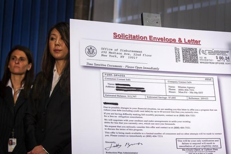 An example of a solicitation letter is shown to describe charges being brought against the debt settlement company Mission Settlement Agency An example of a solicitation letter is shown to describe charges being brought against the debt settlement company Mission Settlement Agency