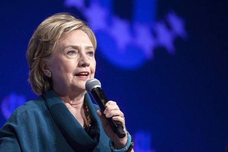 Former Secretary of State Hillary Clinton deflects questions from the audience about running for President in 2016 during the closing plenar Former Secretary of State Hillary Clinton deflects questions from the audience about running for President in 2016 during the closing plenar