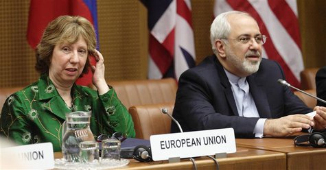 European Union foreign policy chief Catherine Ashton (L) and Iranian Foreign Minister Mohammad Javad Zarif smile at the start of talks in Vi European Union foreign policy chief Catherine Ashton (L) and Iranian Foreign Minister Mohammad Javad Zarif smile at the start of talks in Vi