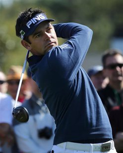 South Africa's Louis Oosthuizen tees off on the 10th hole during a practice round ahead of the Masters golf tournament at the Augusta Nation South Africa's Louis Oosthuizen tees off on the 10th hole during a practice round ahead of the Masters golf tournament at the Augusta Nation