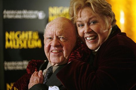 Actor Mickey Rooney (L) and his wife Janice arrive at the American Museum of Natural History for the premiere of the movie "Night at the Mus Actor Mickey Rooney (L) and his wife Janice arrive at the American Museum of Natural History for the premiere of the movie "Night at the Mus
