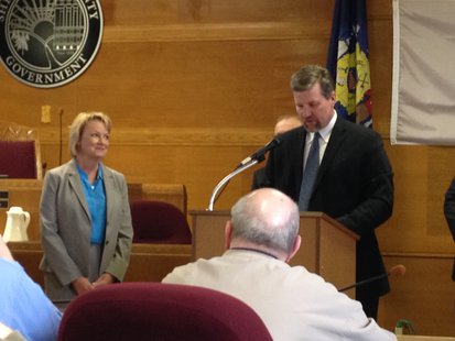 Peggy Feider is recognized by Sheboygan County Administrator Adam Payne for her six years as a supervisor. Peggy Feider is recognized by Sheboygan County Administrator Adam Payne for her six years as a supervisor.