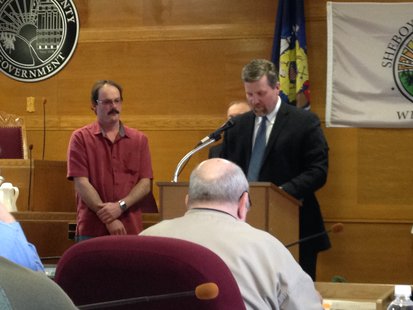 Peter Salm is recognized by Sheboygan County Administrator Adam Payne for his two years as a supervisor. Peter Salm is recognized by Sheboygan County Administrator Adam Payne for his two years as a supervisor.
